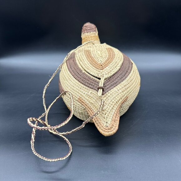 Vintage Duck Purse Woven Pine Needle Hanging Basket Krill Shoulder Bag Kitsch - Picture 5 of 10